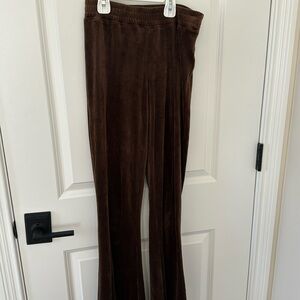 Hollister brown velvet wide bottom pants.